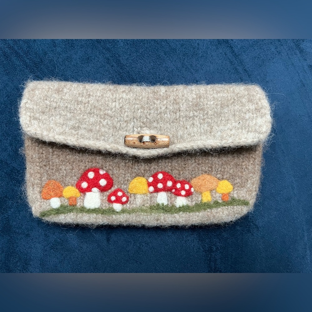 Handmade Wool clutch New